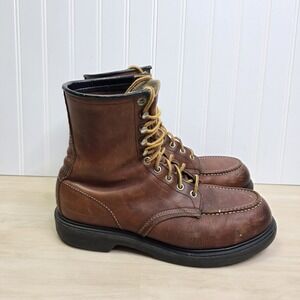 Vintage Red Wing 4440 Moc Toe Boots Brown Steel Toe Men's Made in USA Size 9 E